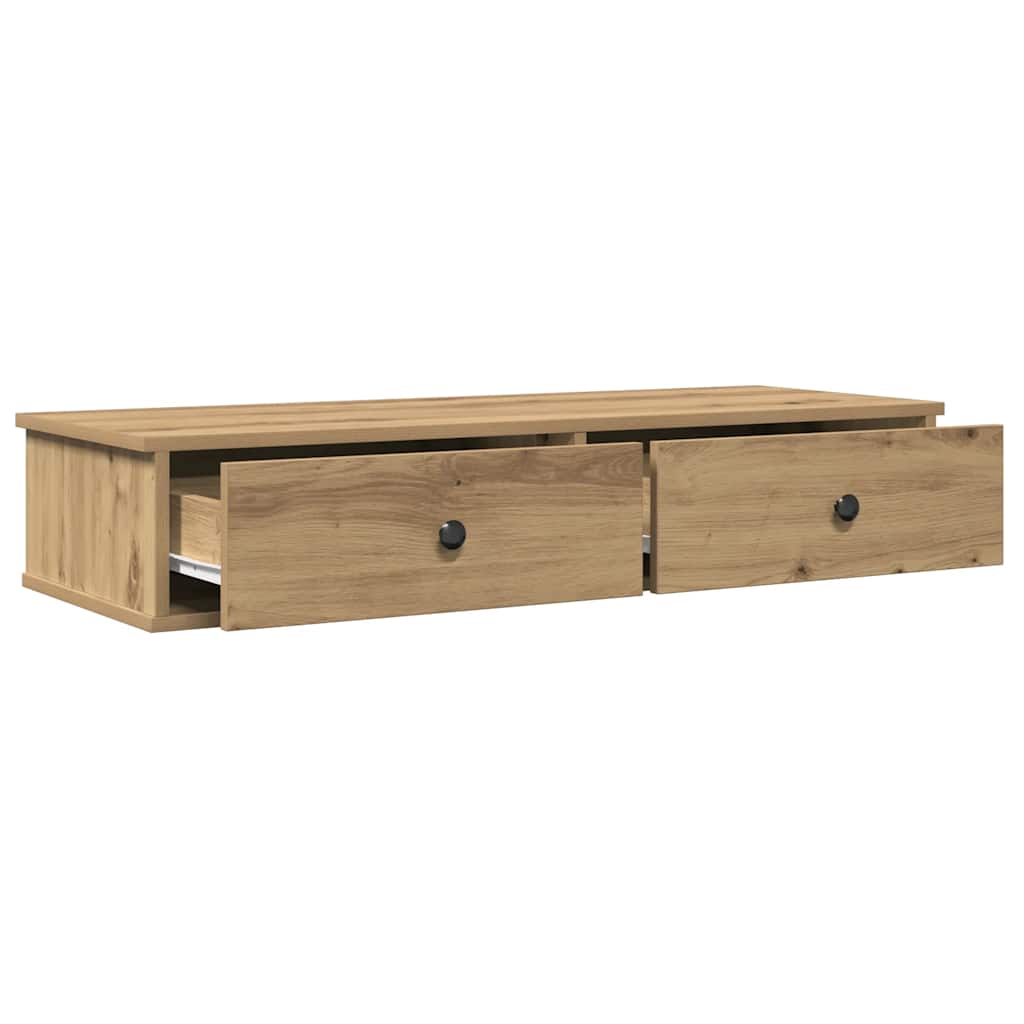 Wall shelf with drawers, artisan oak, 100x37.5x19cm