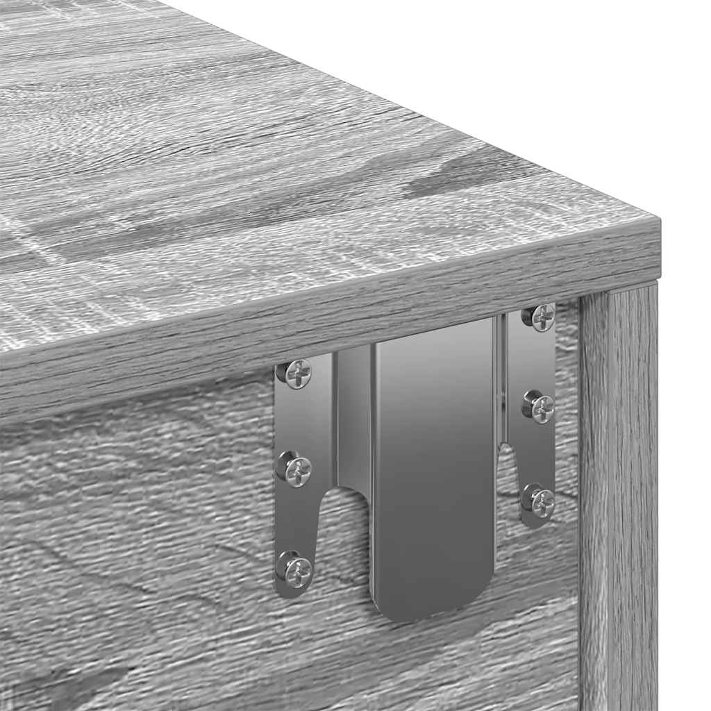 Wall shelf with drawers, grey oak, 60x26.5x15cm