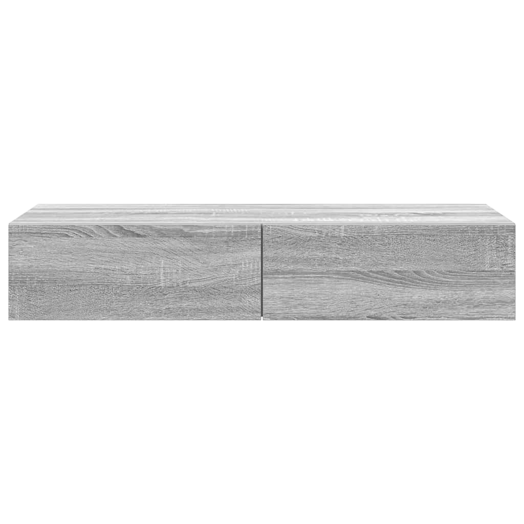 Wall shelf with drawers, gray oak, 100x36x19cm