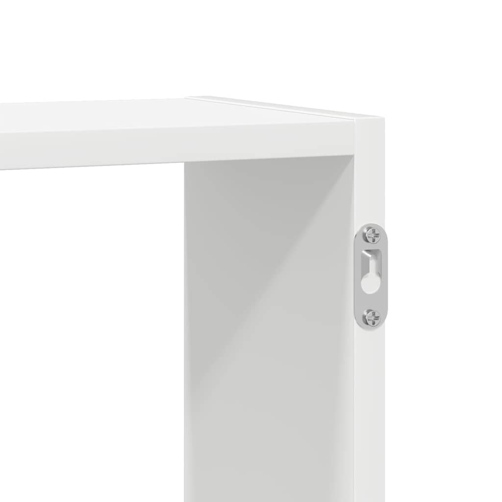 Wall shelf, 5 compartments, white, wood, cube-shaped
