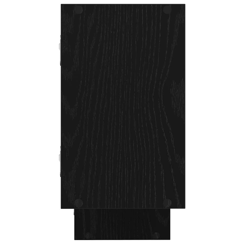 Wall shelf, 5 compartments, black, wood, cube-shaped