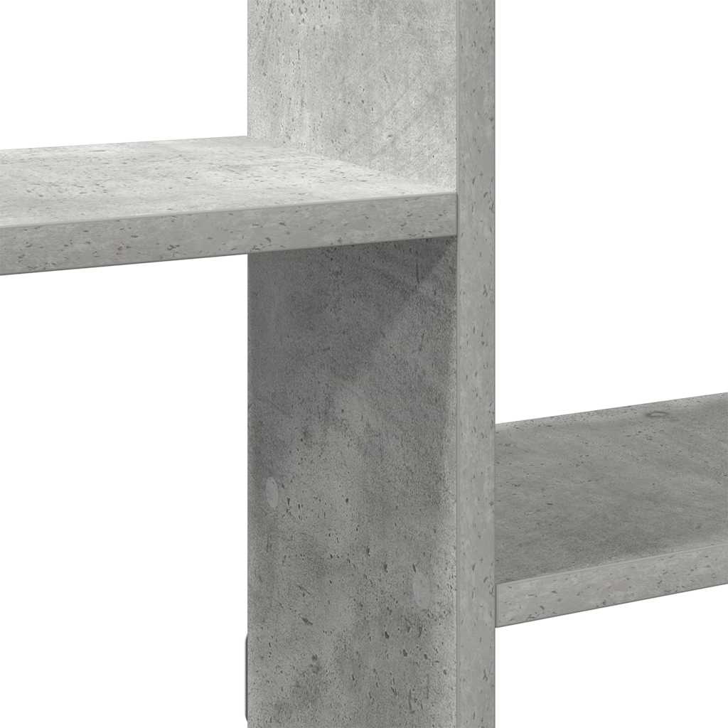 Wall shelf, 5 compartments, concrete grey, wood, cube-shaped