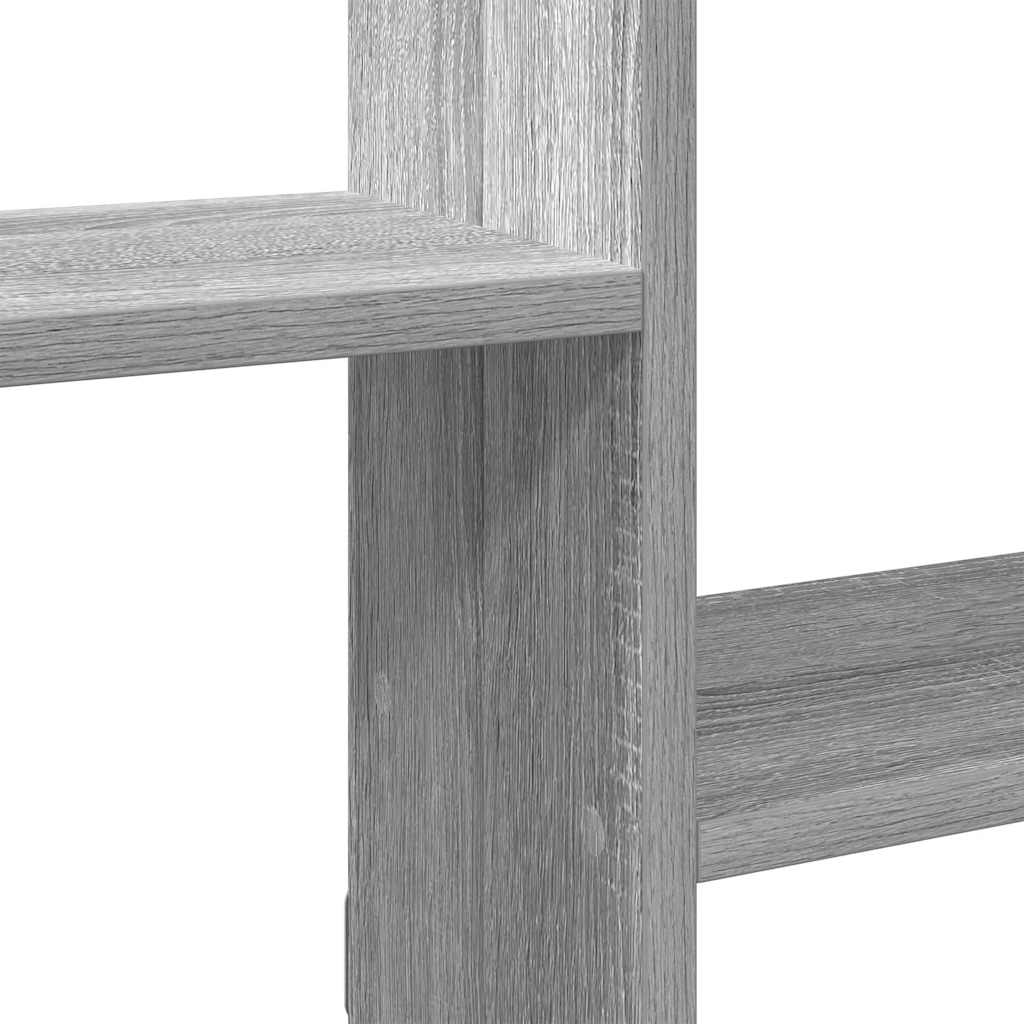 Wall shelf, 5-tier, grey oak, wood, cube