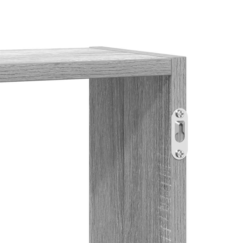 Wall shelf, 5-tier, grey oak, wood, cube