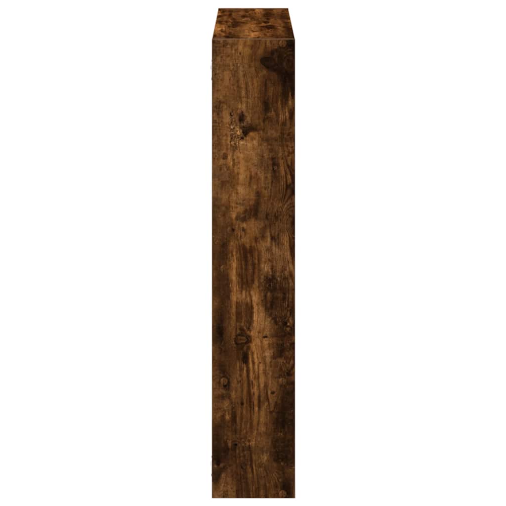 Wall shelf, 12 compartments, smoke, wood, cube-shaped