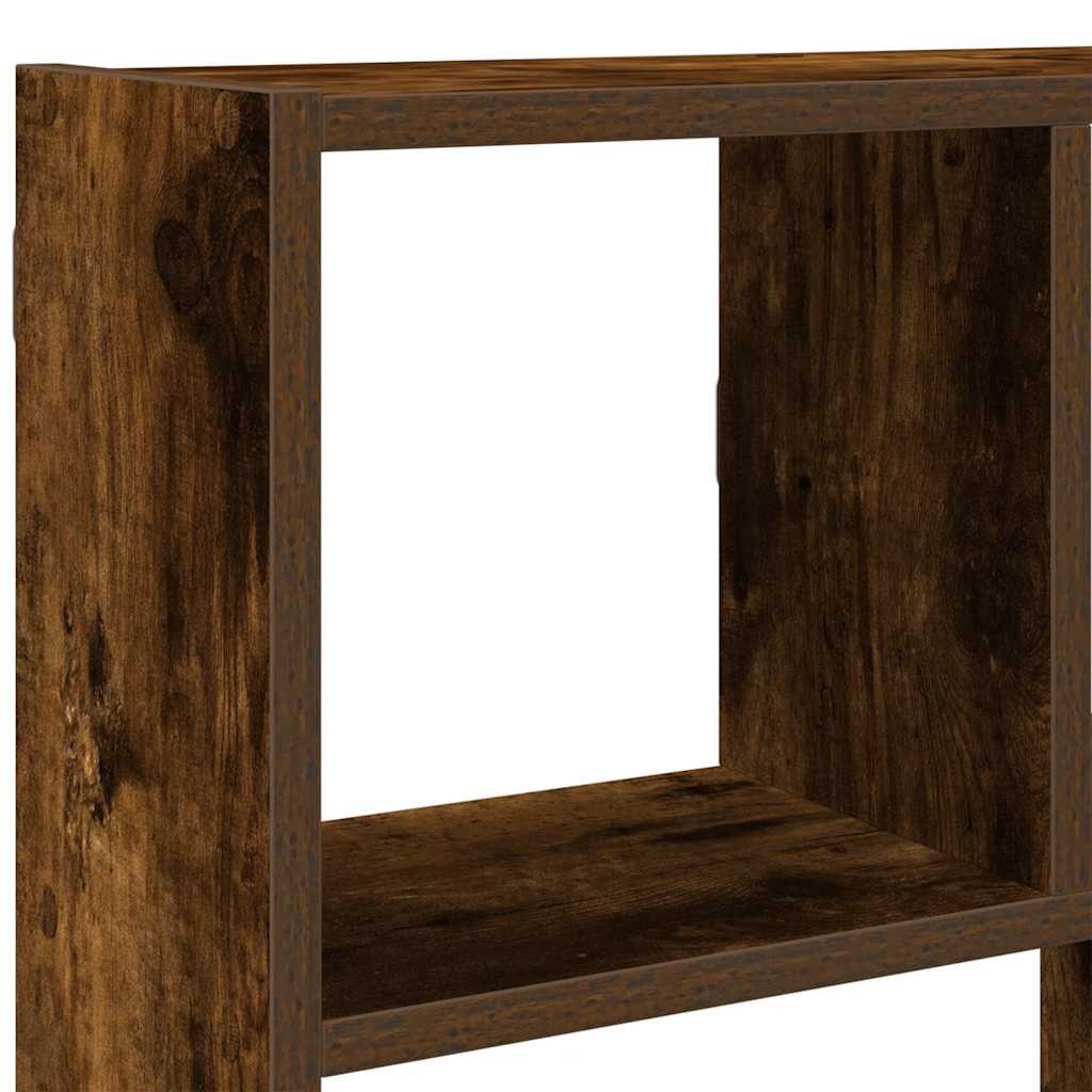 Wall shelf, 12 compartments, smoke, wood, cube-shaped