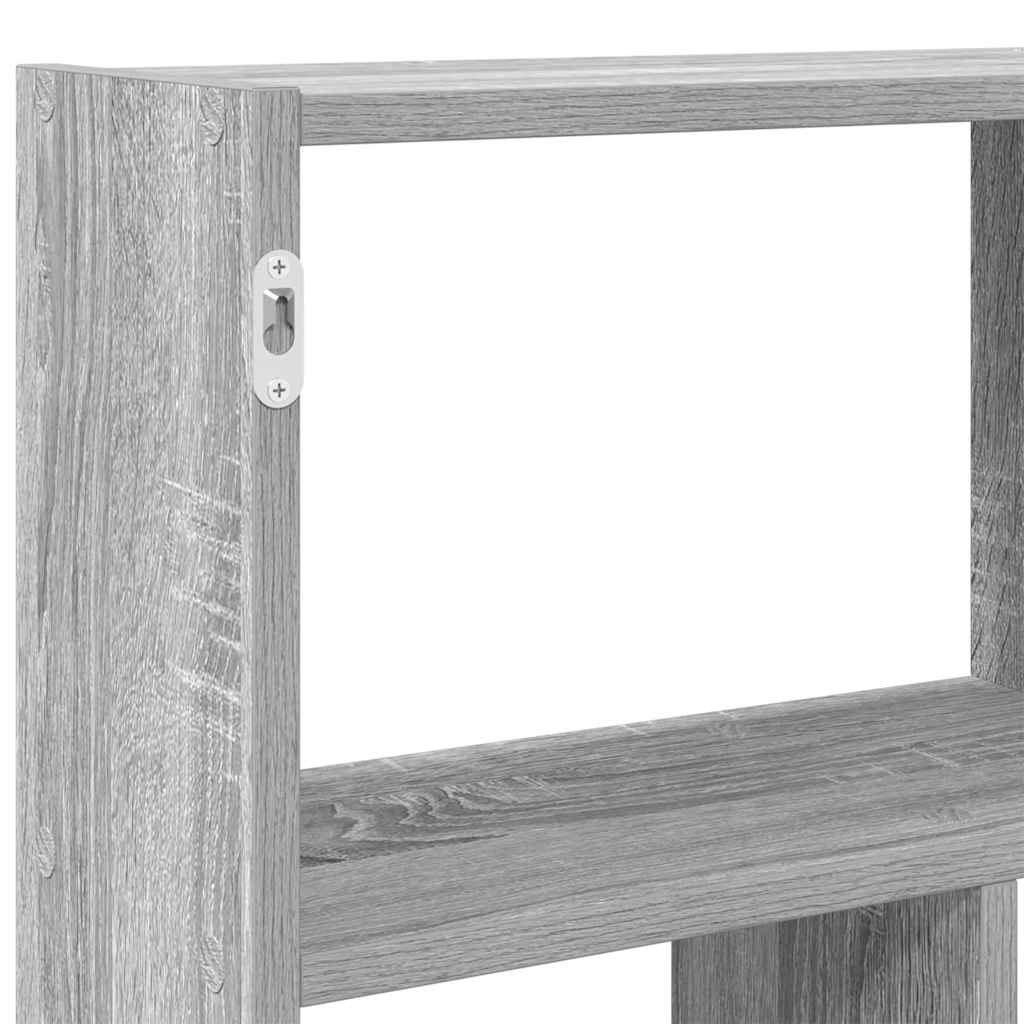 Wall shelf, 12 compartments, grey oak, wood, cube-shaped