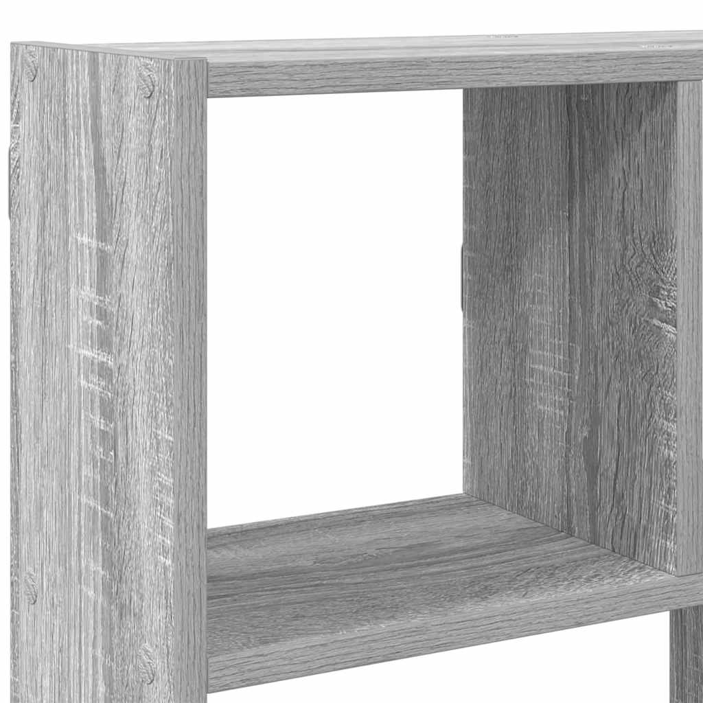 Wall shelf, 12 compartments, grey oak, wood, cube-shaped