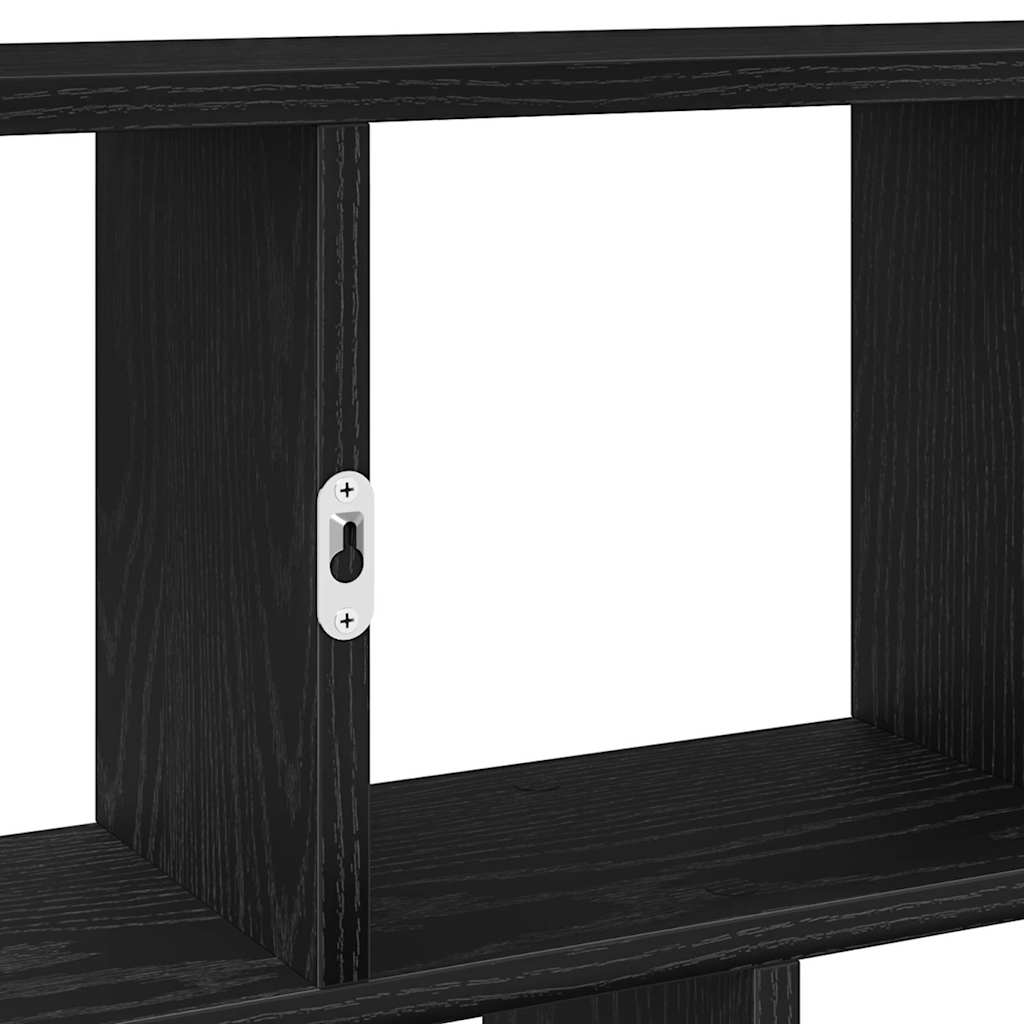 Wall shelf, 12 compartments, black, wood, cube-shaped