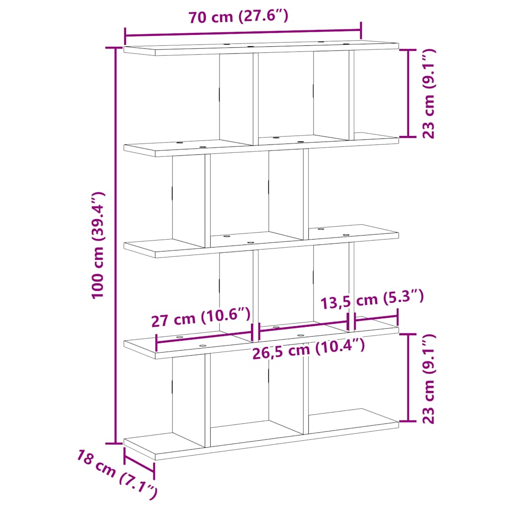 Wall shelf, 12 compartments, black, wood, cube-shaped