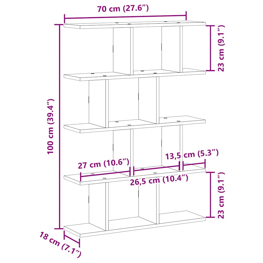 Wall shelf, 12 compartments, artisan, wood, cube-shaped