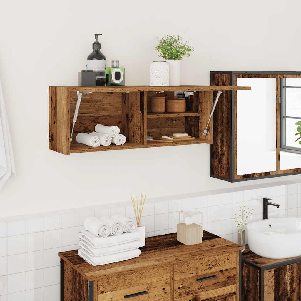 Wall-mounted bathroom cabinet, wood, 80x25x30cm, wood
