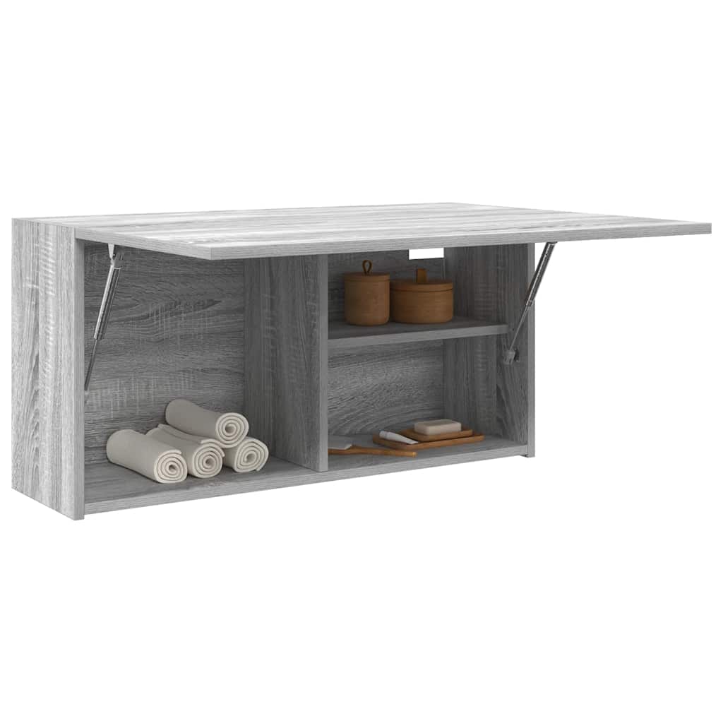 Wall-mounted bathroom cabinet, grey oak, 80x25x40cm