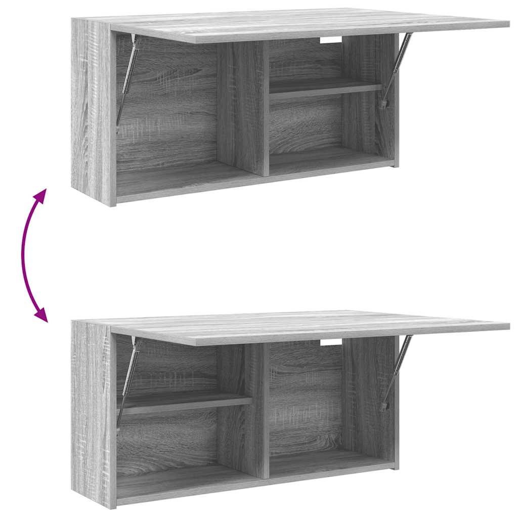 Wall-mounted bathroom cabinet, grey oak, 80x25x40cm