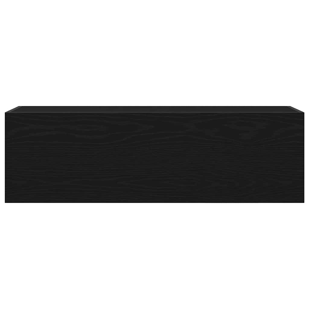 Sieninė vonios kambario spintelė, juodos, 100x25x30cm, mediena