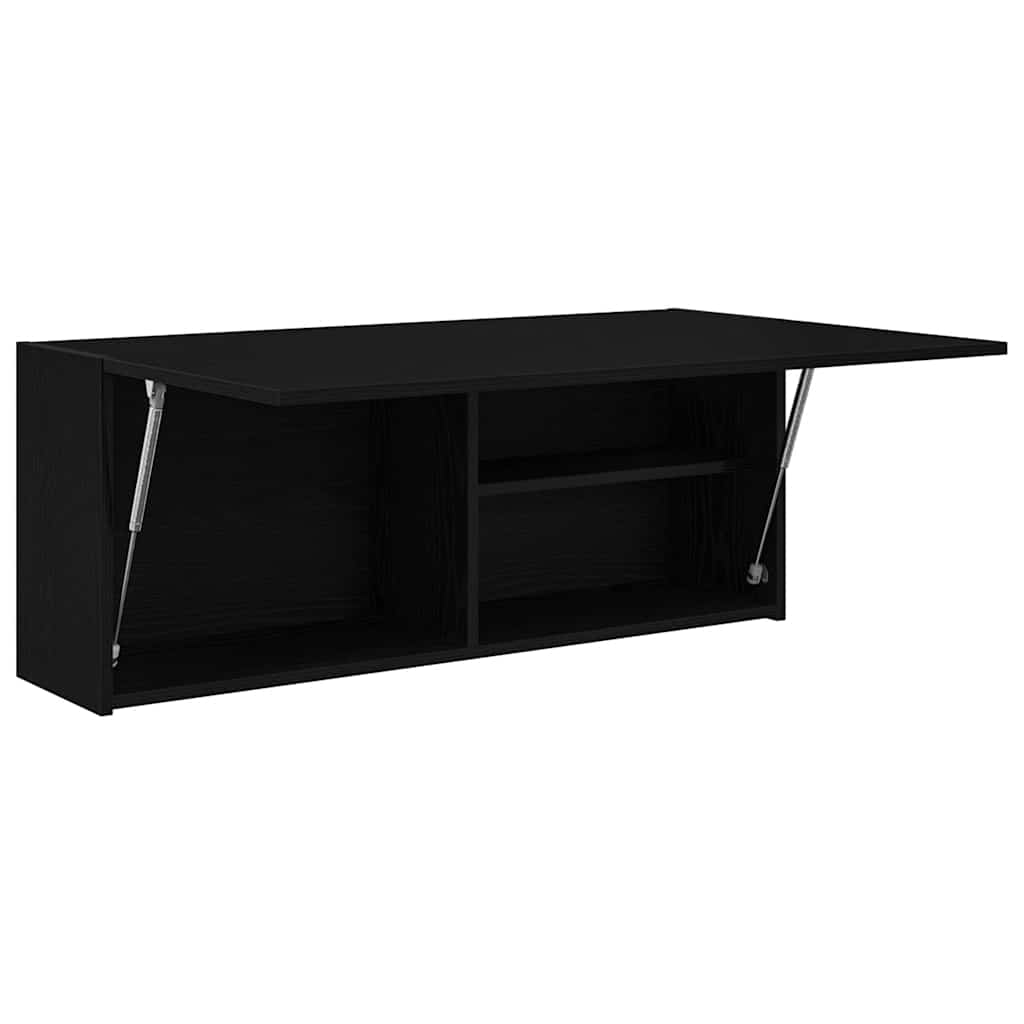 Wall-mounted bathroom cabinet, black, 100x25x40cm, wood