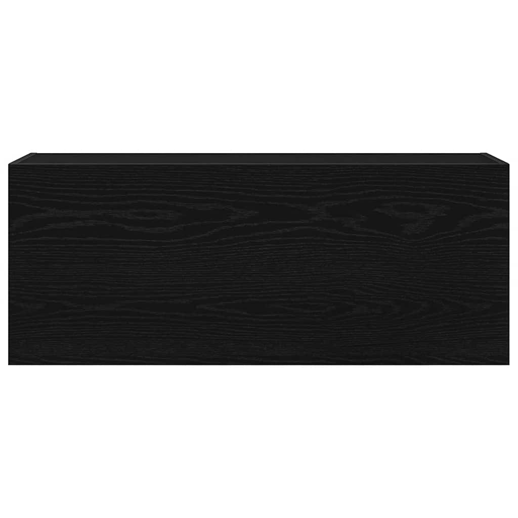 Wall-mounted bathroom cabinet, black, 100x25x40cm, wood