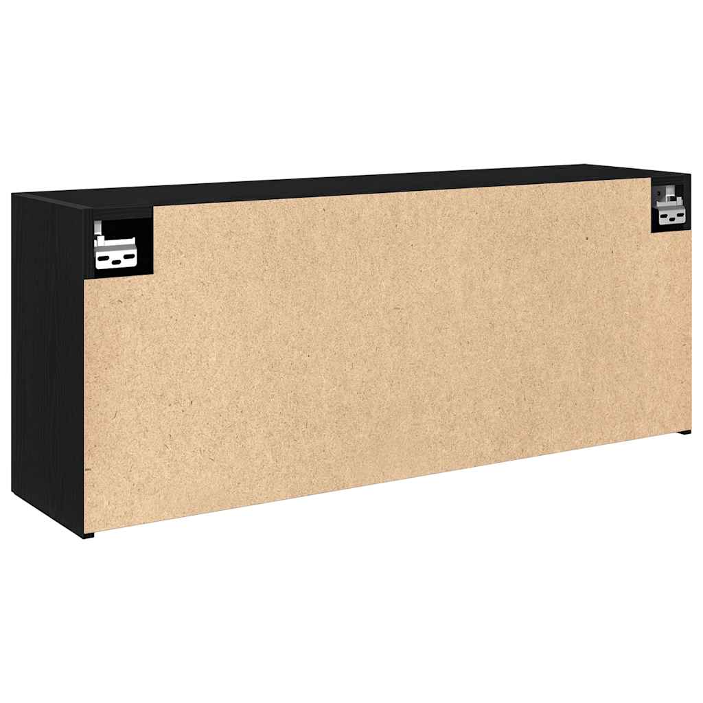 Wall-mounted bathroom cabinet, black, 100x25x40cm, wood
