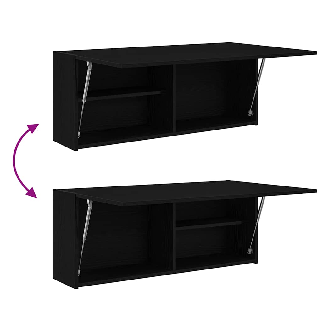 Wall-mounted bathroom cabinet, black, 100x25x40cm, wood