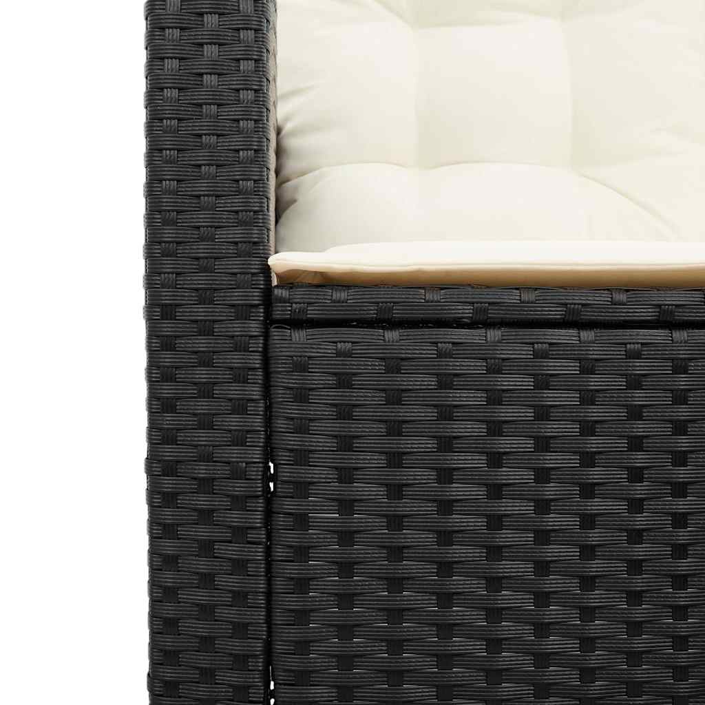 Sodo sofa su stalu ir pagalvėlėmis, L formos, juodas, poliratanas