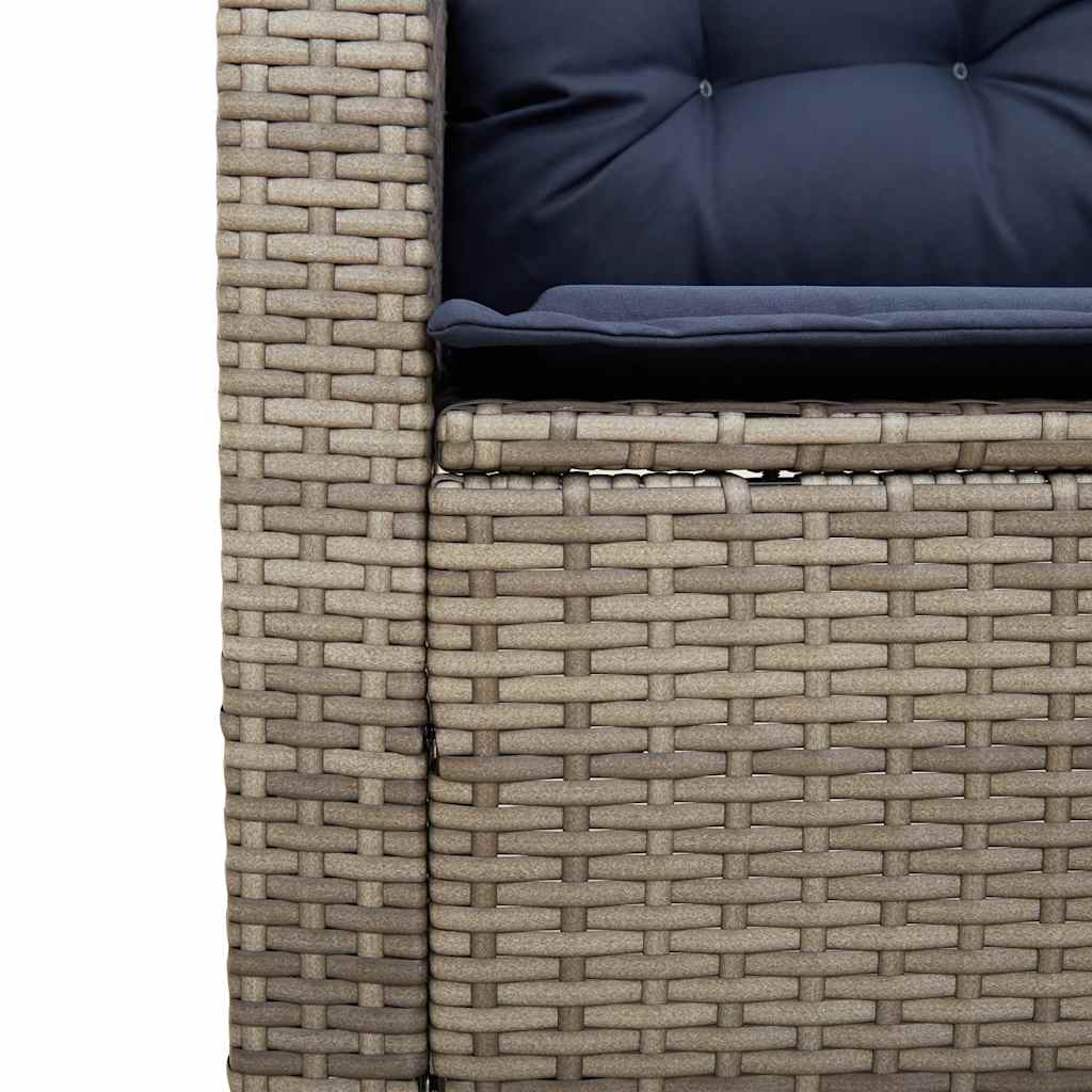 Sodo sofa su stalu ir pagalvėlėmis, L formos, pilka, poliratanas