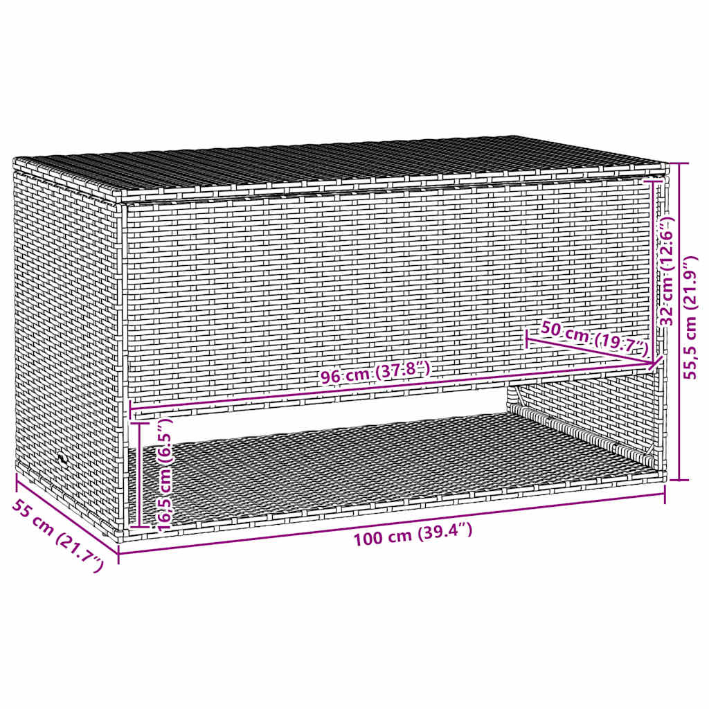 Lauko pagalvėlių dėžė, juoda, 100x55x55,5 cm, poliratanas