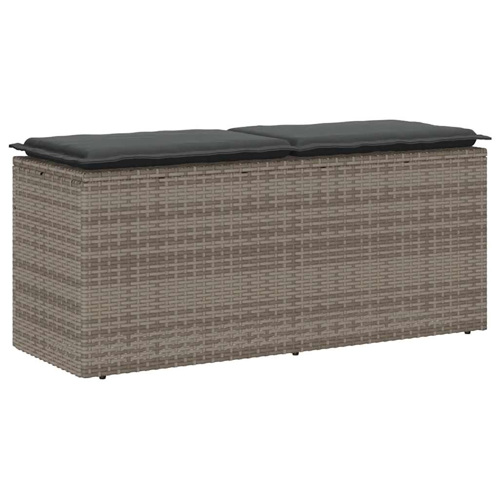 Dārza sols ar spilvenu pelēks 110x40x44 cm PE rotangpalma