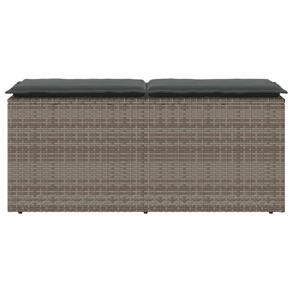 Dārza sols ar spilvenu pelēks 110x40x44 cm PE rotangpalma