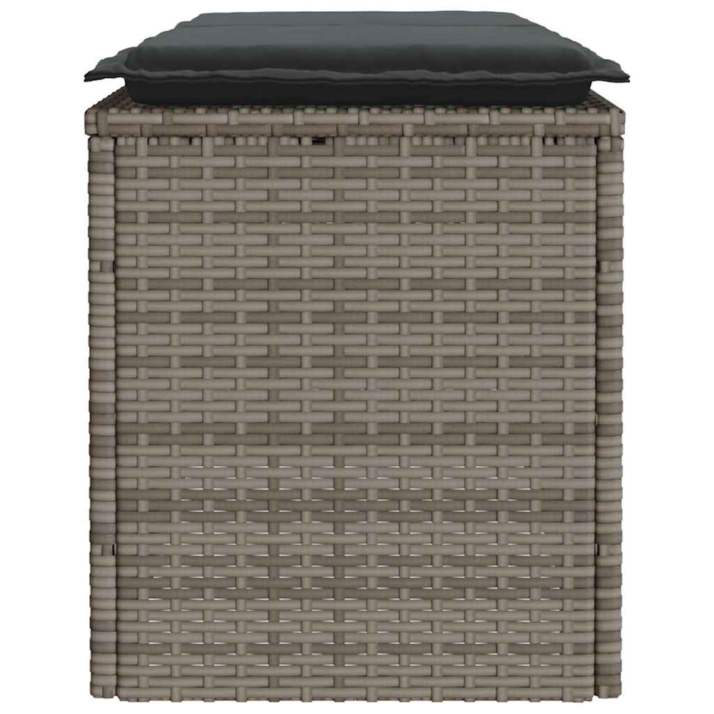 Dārza sols ar spilvenu pelēks 110x40x44 cm PE rotangpalma