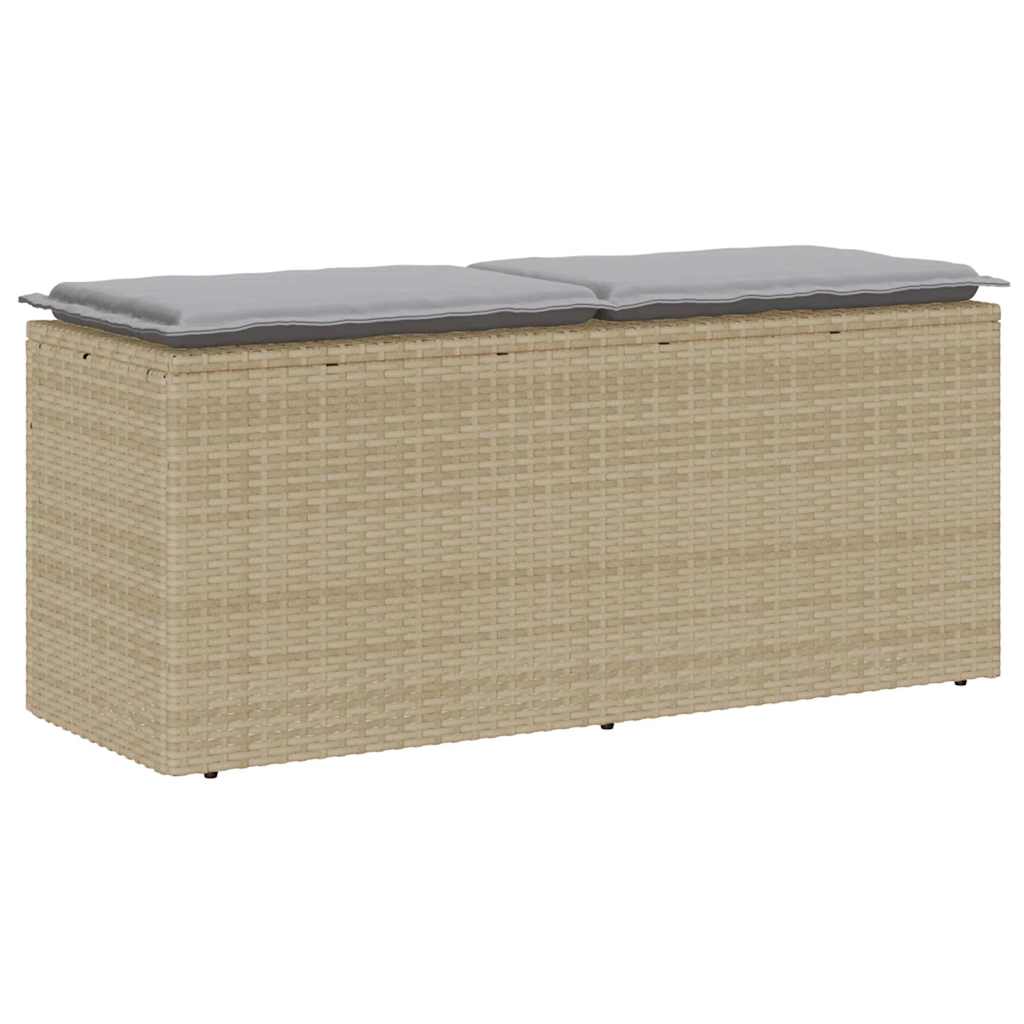 dārza sols ar spilvenu smilškrāsas 110x40x44 cm polirotangs
