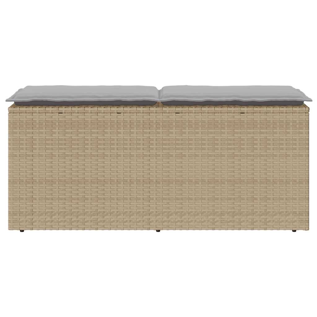 dārza sols ar spilvenu smilškrāsas 110x40x44 cm polirotangs
