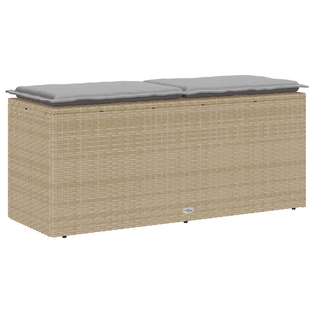 dārza sols ar spilvenu smilškrāsas 110x40x44 cm polirotangs