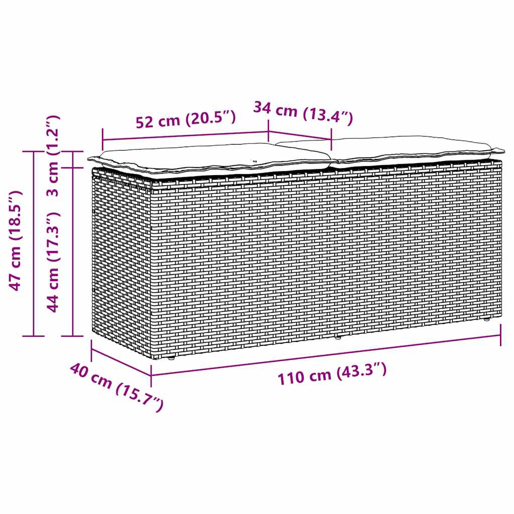 sodo suolas su pagalvėlė smėlio spalvos 110x40x44cm poliratanas