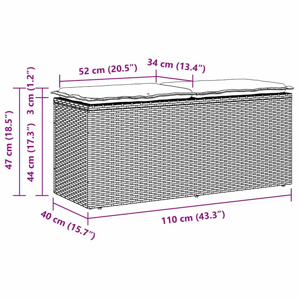 sodo suolas su pagalvėle šviesiai pilka 110x40x44cm poliratanas