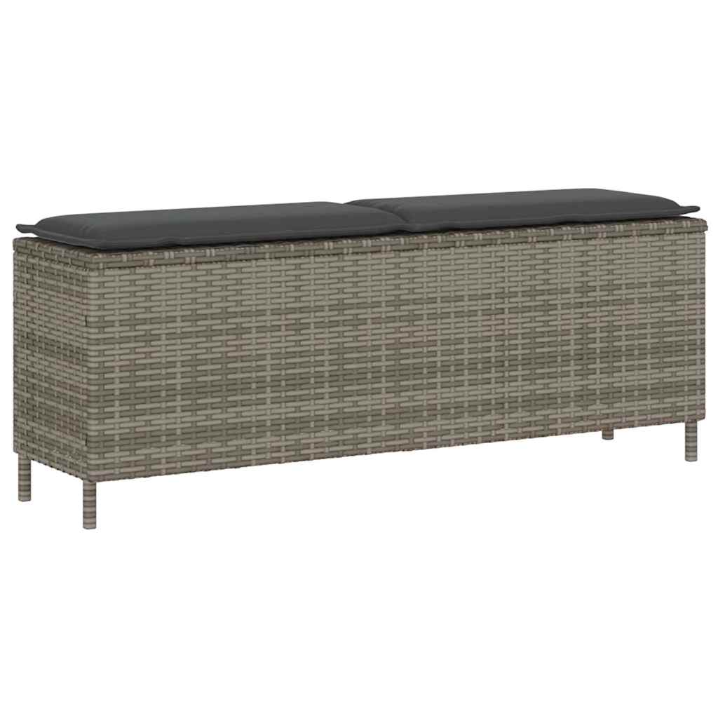Dārza sols ar pelēku spilvenu 110x30x40,5 cm poliratans