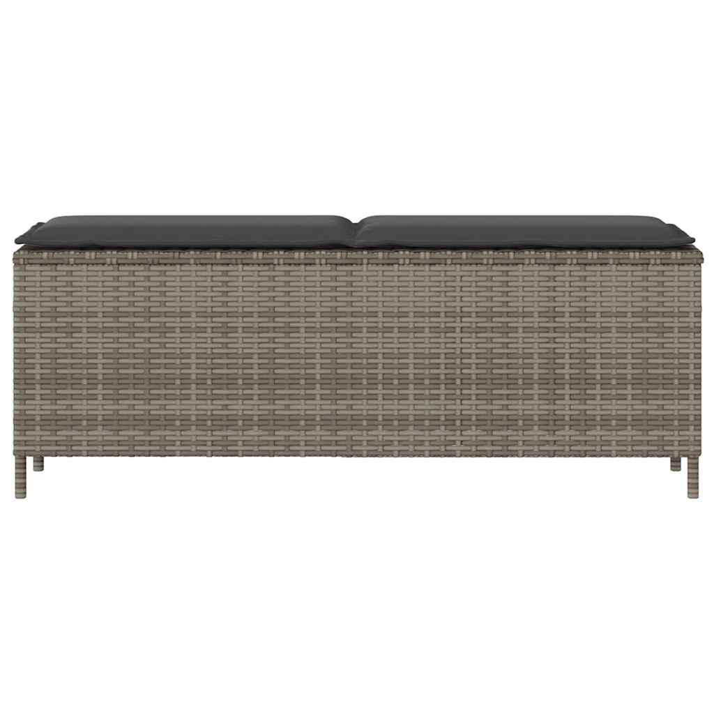Dārza sols ar pelēku spilvenu 110x30x40,5 cm poliratans