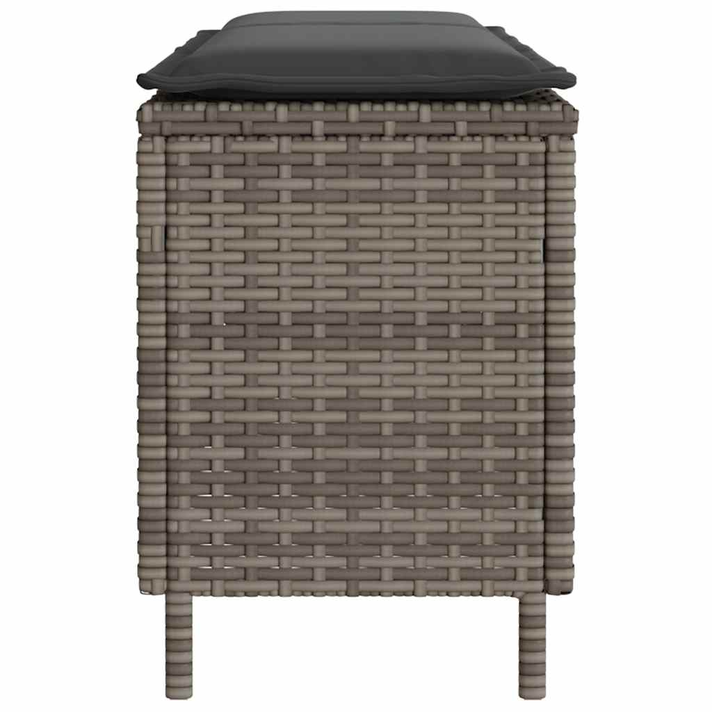 Dārza sols ar pelēku spilvenu 110x30x40,5 cm poliratans