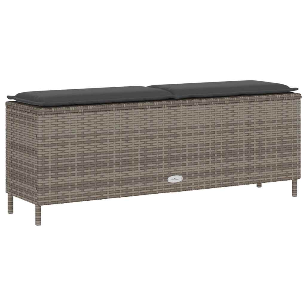 Dārza sols ar pelēku spilvenu 110x30x40,5 cm poliratans