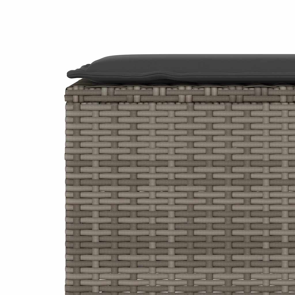 Dārza sols ar pelēku spilvenu 110x30x40,5 cm poliratans