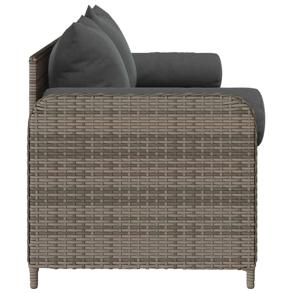 Sodo sofa su pagalvėlėmis, 3 sėdimos vietos, pilka, poliratanas