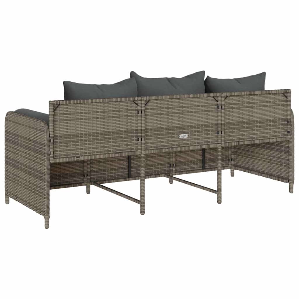 Sodo sofa su pagalvėlėmis, 3 sėdimos vietos, pilka, poliratanas