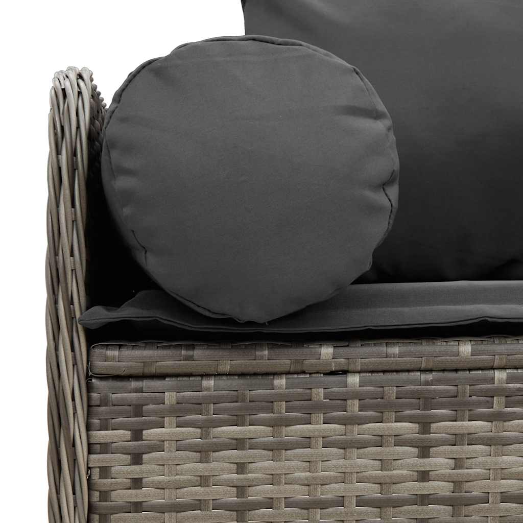 Sodo sofa su pagalvėlėmis, 3 sėdimos vietos, pilka, poliratanas