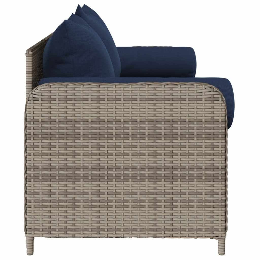 Sodo sofa su pagalvėlėmis, 3 sėdimos vietos, pilka, poliratanas