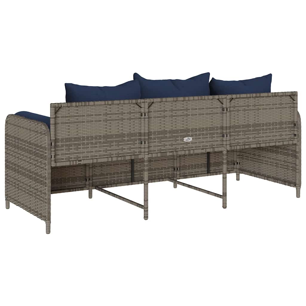 Sodo sofa su pagalvėlėmis, 3 sėdimos vietos, pilka, poliratanas