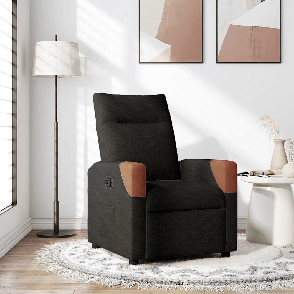 Recliner, black, fabric
