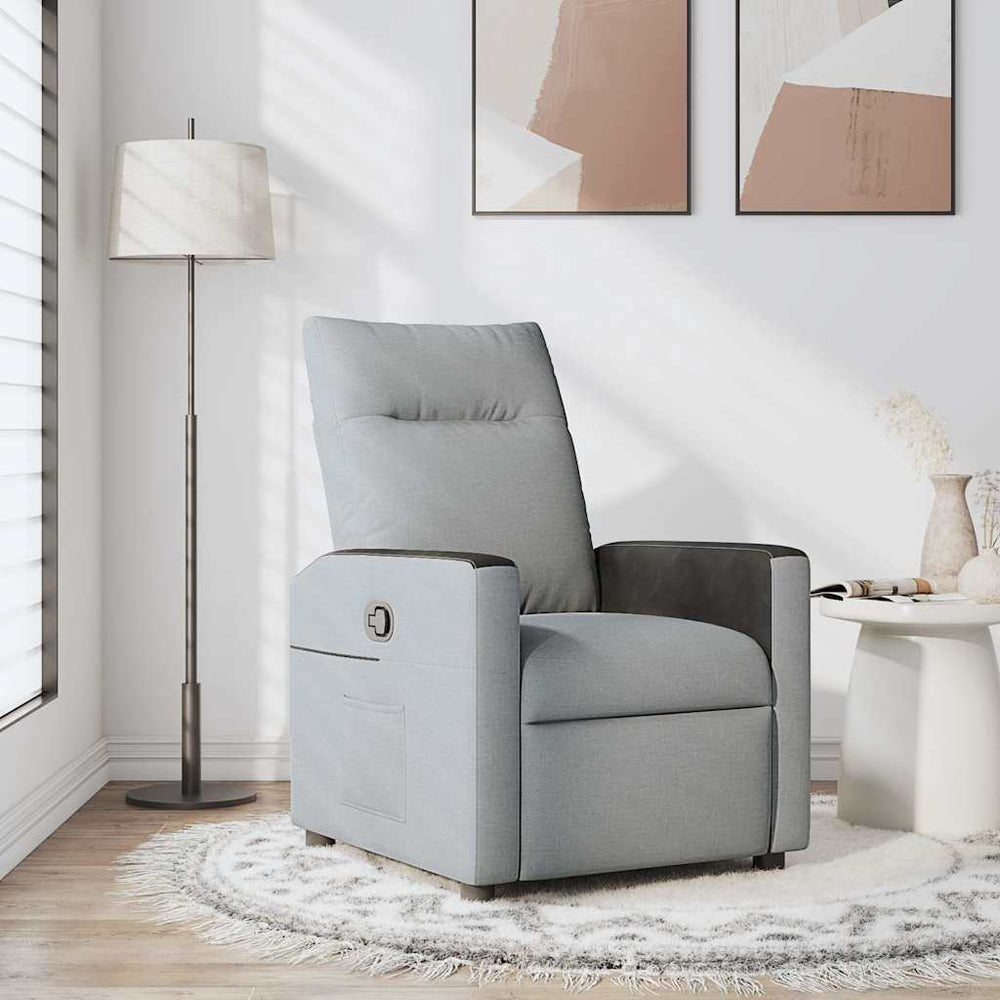 Recliner, light grey, fabric