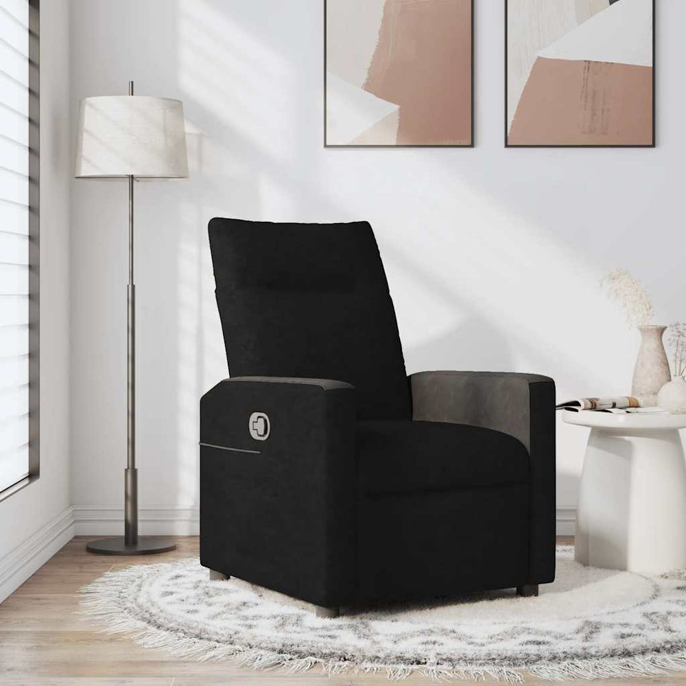 Recliner, black, fabric