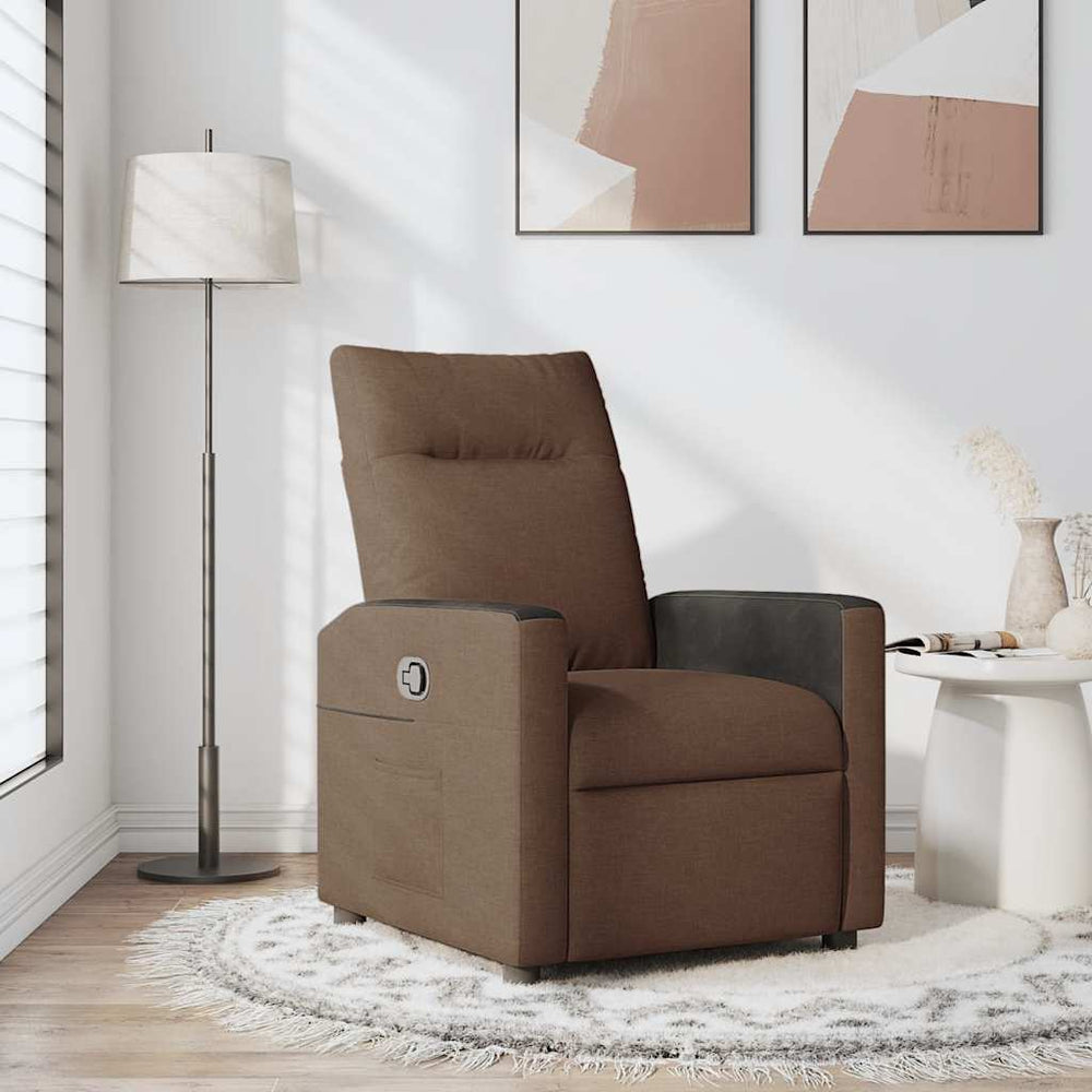 Reclining armchair, brown, fabric