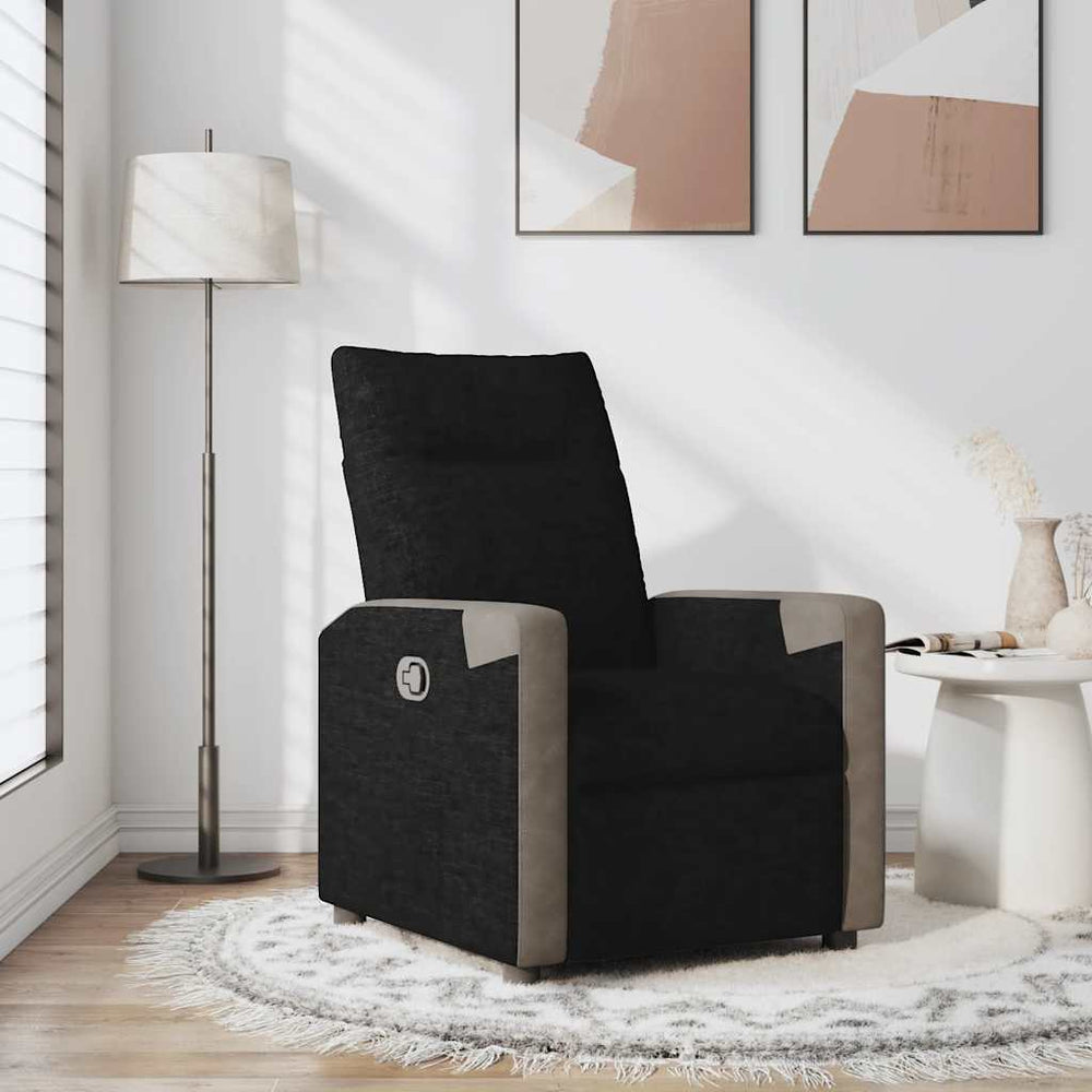 Recliner, black, fabric