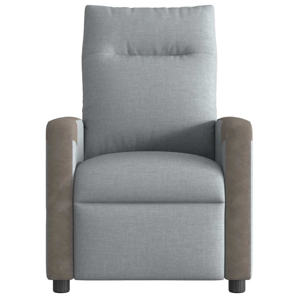 Reclining massage chair, light grey, fabric